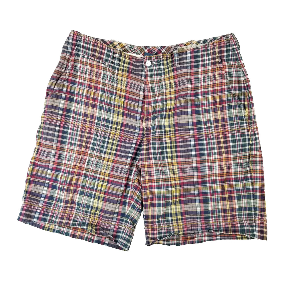 Polo Ralph Lauren shorts‎ mens 36x10 blue plaid India Madras cotton Bleecker fit
